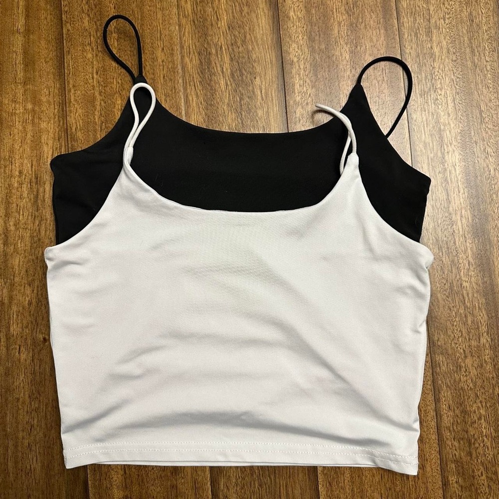 Set of 2 Women Small Cropped Bralette Cami Tank Tops Black White A183